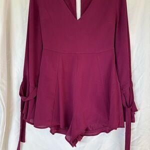 Red Mini Dress with Cut Out Tie Front Blouses